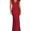 Halfisland Womens Summer Satin V Neck Cap Sleeve Backless Maxi Dress Elegant Twist Cut Out Midi Dresses Wedding Guest Burgundy S