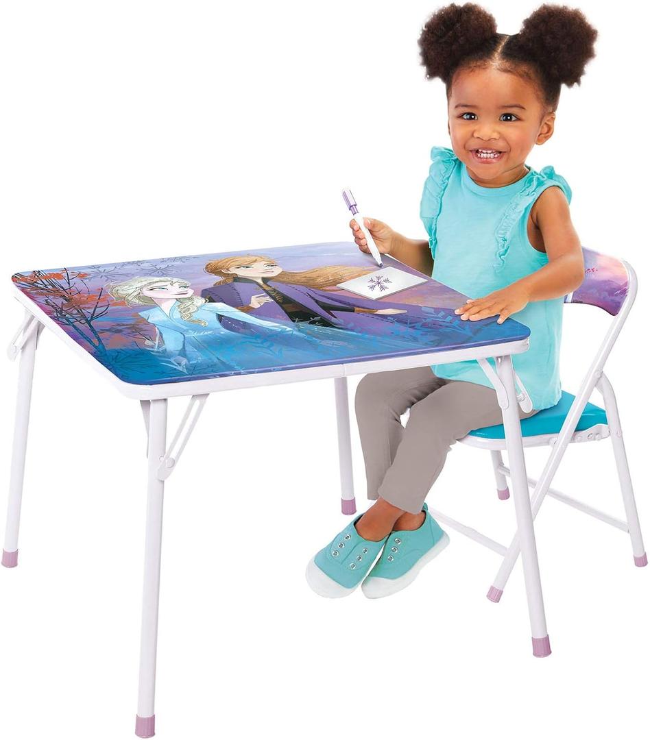 Disney Frozen Activity Table & Chair Set for Toddlers 24-48M, Includes 1 Table & 1 Chair - Sturdy Metal Construction, Table: 20"L x 20"W x 16.4"H, Chair: 12"L x 11.6"W x 17.7"H - Weight Limit: 70 lbs