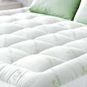 Ultra Soft Queen Size Mattress Topper - Viscose Made from Bamboo Pillow Top Mattress Pad for Back Pain Relief - Naturally Cooling for Hot Sleepers, Green 60 x 80 in