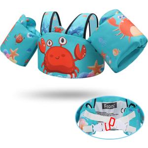 Toddler Floaties Kids Swim Vest for 22-66 Pounds Boys-Girls Water Wings Kids Pool Floaties for 2-6 Years Old Child Swim Learning Trainning (Green-Crab)