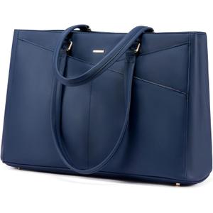 LOVEVOOK Laptop Tote Bag for Women 15.6 Inch Waterproof Leather Computer Bags Women Business Office Work Bag Briefcase,Navy Blue