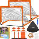 Kids Soccer Goals for Backyard Set- 2 of 6X4/ 4X3 ft Toddler Soccer Goal Training Equipment with Soccer Ball, Ladder, Pop Up Soccer Net for Kids Age 3-5 4-6 6-8 8-12 10-12 Outdoor Games Sports Gift (Orange two soccer goals)