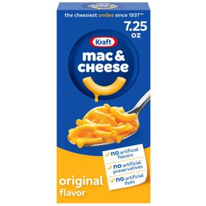 4 x Kraft Mac and Cheese, 1 Box, for Easy Dinner or Dinner Sides, Original Flavor, No Artificial Flavors, Preservatives or Dyes, 7.25 oz (EXP 06/06/27)