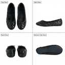 Women's Foldable Ballet Flats – Portable Flat Shoes for Travel and Wedding that Fit in Your Purse (XXL, Black Sequin)