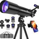 Telescope, Telescopes for Adults Astronomy, 80mm Aperture High Powered Refractor Telescope for Kids & Beginners, Magnification 180X, for Moon Observation with Phone Adapter & Carrying Bag