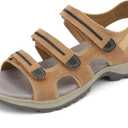 UBFEN Womens Hiking Walking Sandals - Arch Support Open Toe Adjustable Strap Sandals Comfortable Sport Outdoor Shoes (7, Brown)