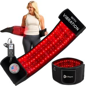 Lifepro Red Light Therapy Belt - 660nm & 850nm Near Infrared & Red Light Therapy for Body- Adjustable & Portable for Wellness & Relaxation (Black With Vibration)