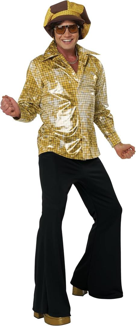 California Costumes, Men's Disco Shirt & Hat Set - Gold (M)
