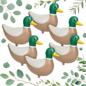 6 Pcs 28.3'' Mallard Duck Shaped Foil Balloons for Duck Hunting Birthday One Lucky Party Decoration Party Supplies