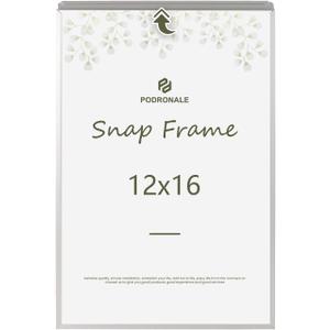 12x16 Poster Frames 1PCS, Plexiglass, Silver Aluminum Snap Frame, Front-loading Frame for Wall