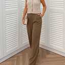 ZESICA Women's Wide Leg Dress Pants 2026 High Waisted Business Casual Palazzo Pants Work Office Slacks Trousers (Brown, S)
