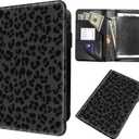 Server Books for Waitress,Waiter Book Server Organizer with Zipper Pocket,PU Leather Waitress & Waitstaff Book Wallet with Card Slot Guest Check Holder-Black Leopard Print