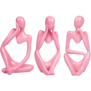 Yookat 3Pcs Thinker Statue Abstract Art Sculptures Resin Collectible Figurines for Fireplace Bedroom Kitchen Living Room Centerpieces Wedding Office Desk Birthday Gifts