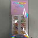 BTArtbox Short Press On Nails - Soft Gel French Tip Press On Nails, Supremely Fit & Natural Square Glue On Nails with Nail Glue, Reusable Stick On Nails in 15 Sizes, Pastel Curves