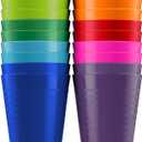 Kids Cups - Set of 18 Plastic Toddler Drinking Cups, 8 Ounce Tumblers in 9 Assorted Colors - Reusable, Dishwasher Safe, BPA Free for Kids and Toddlers