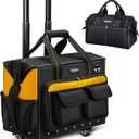 Roller Tool Bag with Four Spinner Wheels, Portable Large Rolling Tool Bag with Swivel Caster Wheels, Steel Plate Base, Waterproof