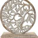 VANIYA CRAFTS Wooden Tree of Life Decor Hand-Carved Solid Wood Sculpture for Home, Living Room, Bedroom, or Office Display (Antique White Finish)