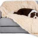 gogobunny Waterproof Dog Blanket for Large Dogs, Cats, Puppy, Reversible Faux Fur Pet Throw Blanket, Washable, Calming Furniture Protection for Sofa Bed (60x80 Inch (Pack of 1), Beige)