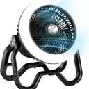 Portable Rechargeable Camping Fan with LED Lantern-40Hrs, Battery Operated Oscillating Fan with Remote, 3 Speeds for Tents, Outdoor, RV, OutageBlack