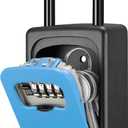 Puroma Lock Box, Large Key Lock Box Resettable Combination Code Lockbox, Portable Wall Mount Lockbox Security Safe Box for Outside Outdoor Home Office Door Handle House Key, Blue (1 Pack)