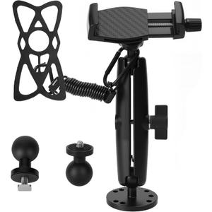 Kayak Phone Holder & Camera Mount, 360 Adjustable Phone Holder with Traction spring and silicone fixing sleeve, Long Arm Kayak Phone Mount with 2 1" Screwball Track Mount, Fits GearTrac&Track Systems