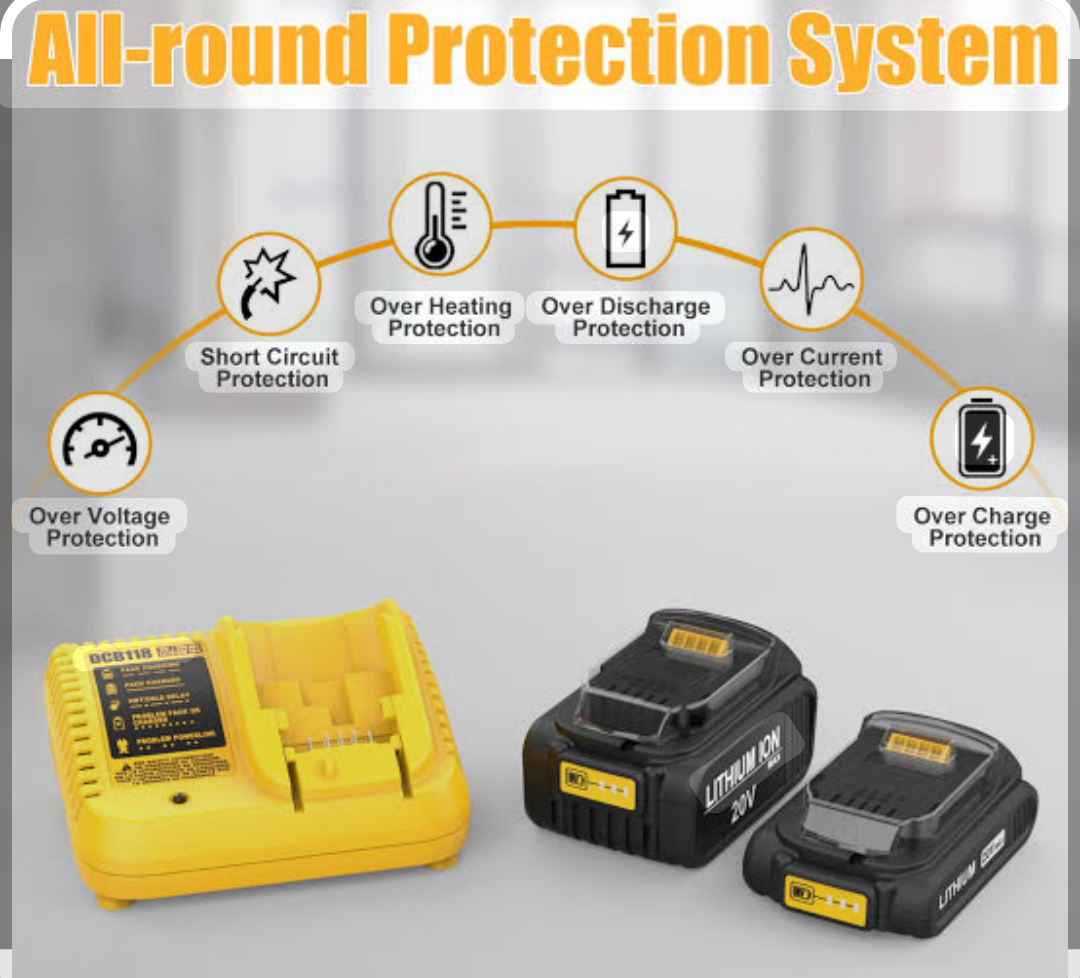 Powilling DCB206 DCB230 Lithium Battery for-Dewalt 20V Battery+DCB118 Charger DCB107 DCB105 DCB101 DCB115 for-Dewalt Battery DCB204 DCB206 DCB200 DCD/DCF/DCG-Dewalt 20V Max Battery