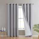 HLC.ME Jefferson Faux Silk Semi Sheer Light Filtering Microfiber Lined Grommet Lightweight Window Curtains Drapery for Bedroom, Dining Room & Living Room, 2 Panels (54 x 84 Inch, Light Grey)