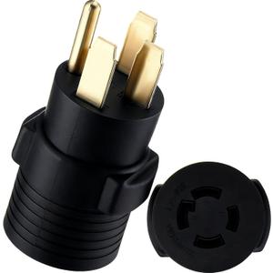 Kanayu 14-50P to L14-30R 50amp to 30amp Generator Adapter Compatible with NEMA 4 Prong 50amp Generator Male Plug to 4 Prong 30amp Locking Female, Generators to House Inlet Box Adapter(Black)