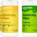Amazon Basics Disinfecting Wipes, Lemon & Fresh Scent, Sanitizes, Cleans, Disinfects, Deodorizes, 340 Count (3 Packs of 85)
