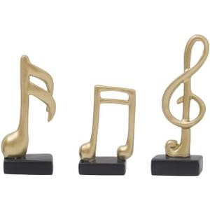 3 Pcs Music Note Decor Statues - Modern Gifts Musical Figurine Statue Sculpture for Music Decor Place TV Stand Book Shelf Bathroom Music Room Decor (Gold, Small)