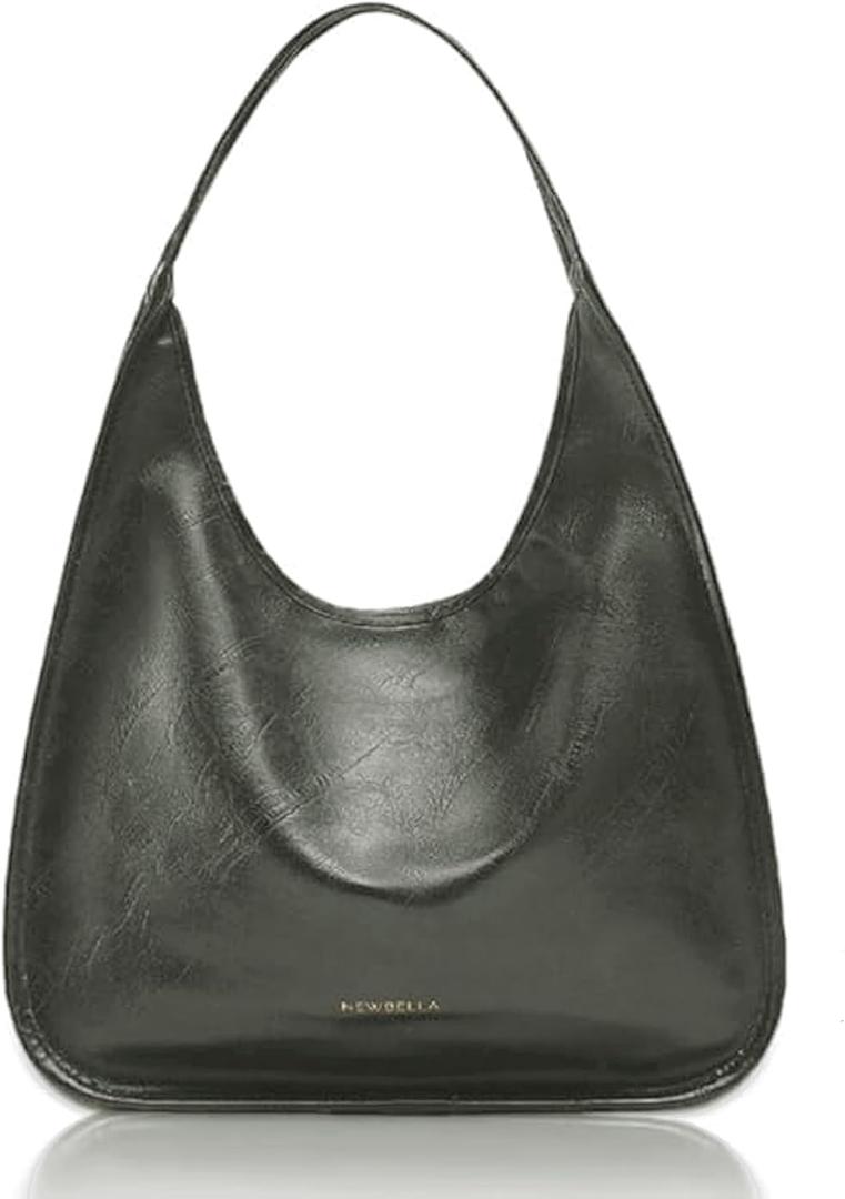 NEWBELLA Hobo Purse, PU Leather Shoulder Bag, Tote Handbag for Work and Travel (Green)