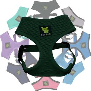 EcoBark Dog Harness - Eco-Friendly Max Comfort Harnesses - Luxurious Soft Mesh Halter - Over The Head Harness Vest- No Pull and No Choke for Puppy, Small Breeds & Medium Dogs (Large, Dark Green)