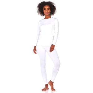 Thermajane Long Johns Thermal Underwear for Women Fleece Lined Base Layer Pajama Set Cold Weather (2X-Large, White) (White)
