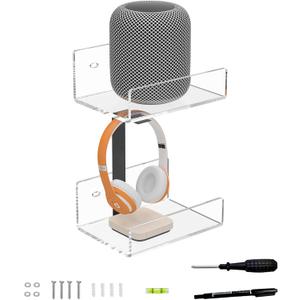 5'' Clear Acrylic Wall Shelf 2 Pack, 5 Inch Small Wall Shelves Display for Small Space