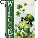 DLZDN St Patricks Day Frog Garden Flag Shamrocks Clovers Flag 1218 Inch Double Side Vertical Burlap Farmhouse Yard Sign Spring Holiday Outdoor Decoration