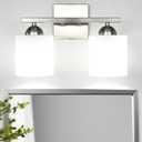 2 Light Brushed Nickel Vanity Lights for Bathroom, Modern Bathroom Light Fixtures Over Mirror, Vanity Light with Milky White Glass Shades, Farmhouse Wall Lights, E26 Socket