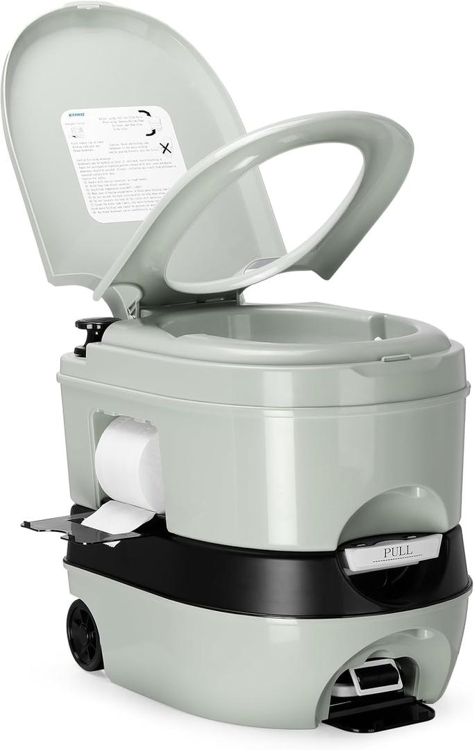 Kohree 6.34 Gal Portable Toilet for Adults: Large Camping Toilet with Wheels, Level Indicator - Odorless Leak-Proof Boat Porta Potty with Paper & Detergent Collection for Home Use, Camper, RV Travel