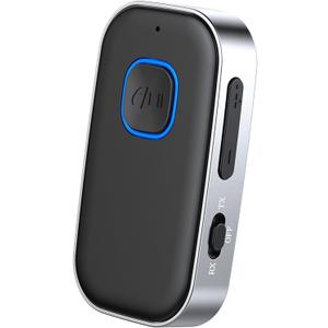 5.0 Bluetooth Transmitter Receiver for TV to 2 Headphones, Bluetooth Stereo Audio Adapter with AUX 3.5mm Jack for TV, PC, Speakers, Car Audio System