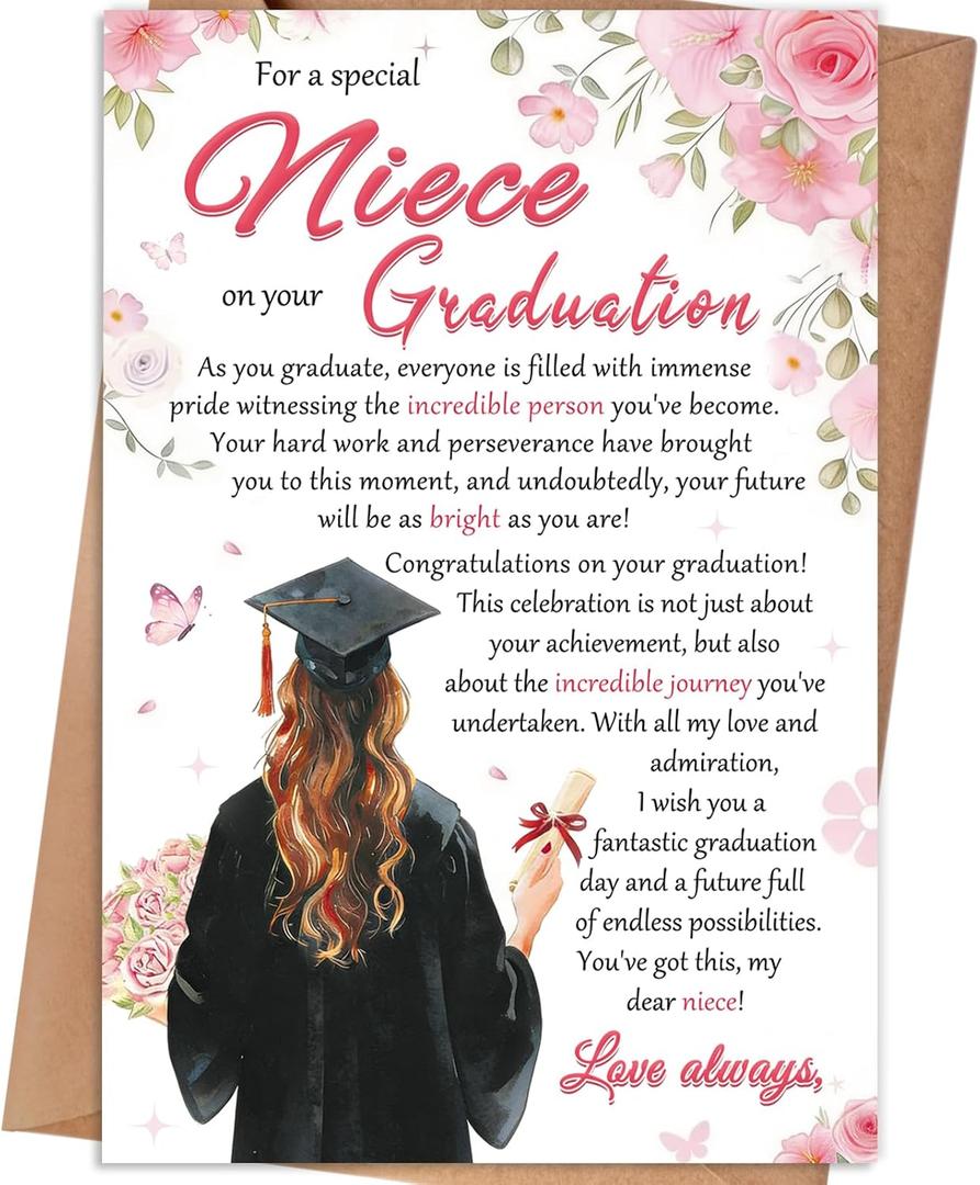 5 x Niece Graduation Card, 8×5.3 inches