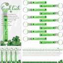 Misdary 25 Sets St. Patrick's Day Gifts Bulk Silicone Shamrock Keychains Good Luck Four Leaf Keychain with Lucky Card for Irish St Patricks Party Favors Employee Coworker