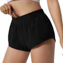 Aurefin Running Shorts for Women,Quick Dry Athletic Sports Shorts Lightweight Active Workout Gym Shorts with Zip Pocket (X-Small, Black)