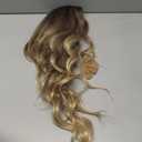 Long Ombre Blonde Wigs for Women 26 inch Long Wavy Middle Part Wig Ombre Blonde Wigs Upgraded Protein Fiber Hair Replacement Wig Cosplay Costume Halloween Wig(26'' Brown Ombre Blonde)