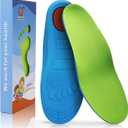 Ailaka Kids Orthotic Athletic Elastic Shock Absorbing Insoles, Comfortable Arch Support Sports Inserts for Running Walking (12-1.5 US Little Kid, Green)