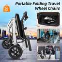 Lightweight Foldable Transport Wheelchair, Portable Travel Wheelchair with Handbrake for Adults & Seniors, Easy-Fold Design & Secure Locking Brakes Transfer Wheelchairs (White)