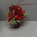 Small Christmas Tree Tabletop Artificial Mini Christmas Tree Decorations with Holiday Ornaments Red Berry Pine Cone Greenery for Home Indoor Fireplace Mantel Xmas Decor (Large-Round-Red)