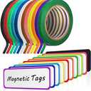 Fainne 12 Roll 1/8 Whiteboard Thin Tape with 54 Magnetic Dry Erase Label Name Plate Tag Magnetic Name Tag Pinstriping Tape for Back to School Office Supplies(Colorful)
