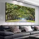 Green Oak Forest Wall Art Georgia Tree Lined Road Canvas Prints, 24"x48"