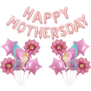 HAPPY MOTHER'S DAY Aluminum Foil Balloon Set 16 Inches Letter Balloon Decoration for Mother's Day Party (butterfly)