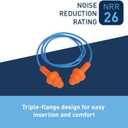 Flents Corded Ear Plugs with 1 Reusable Case, 25 Pair for Sleeping, Snoring, Loud Noise, Traveling, Concerts, Construction, & Studying, Noise Reduction and Comfort, Contour to Ears, Orange, NRR 26