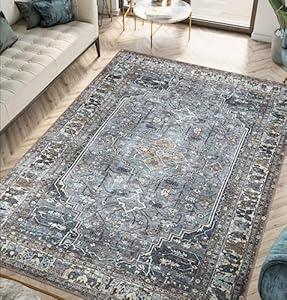 Keen Home Design Machine Washable Area Rugs with Non-Slip Backing, Ideal for Hallway, Living Room, Bedroom, Kitchen and Laundry Room, Vintage Moroccan and Low Pile Rug (3' x 5')